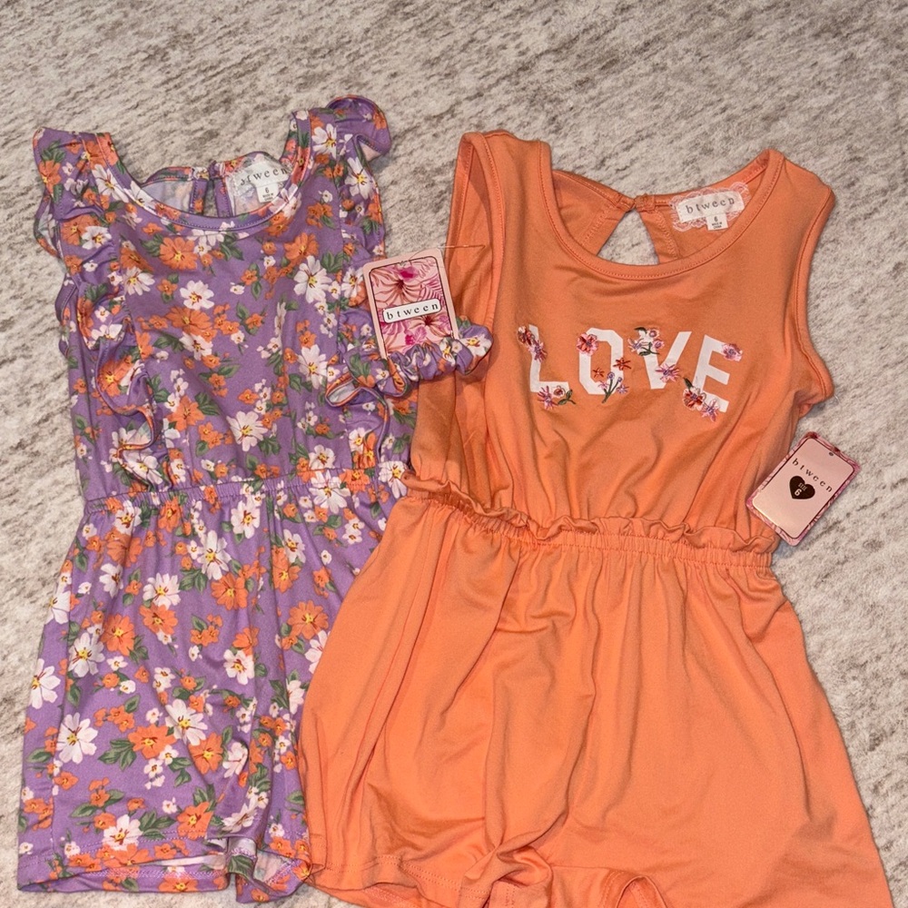 btween Orange Romper with Ruffle Detail